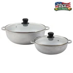 Imusa 2.5/7.0QT Cast Aluminum Caldero 2PC Set With Glass Lid - 22/30CM. Fixed Price $23.98.
