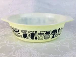 Vtg Pyrex Mod Kitchen Promo Oval Casserole Dish Yellow/black 1958 Good Condition. Fixed Price $30.00.
