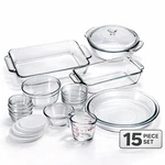 Anchor Hocking Glass Bakeware Set 15 Pc Oven Safe Kitchen Baking. Fixed Price $55.99.