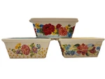 The Pioneer Woman Sweet Romance Blossoms Mini Ceramic Loaf Set, 3 Pack 5" 2". Fixed Price $12.95.