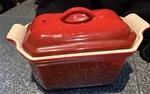 Le Creuset Stoneware Terrine Dish Press Lid Red Pate Mold Loaf Baker .06L. Fixed Price $68.00.