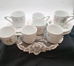 Sango Sculpture Rose Pattern 1051 Fine China 7 Tea Cups & 8SAUCERS Discontinued. Fixed Price $22.98.