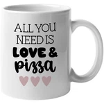 Coffee Mug - Heart Love And Pizza Home Gift Ideas For House Warming. Fixed Price $14.99.