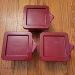 3 Temptations Old World 10OZ Ovenware Dish Bake Serve Lids Cranberry Floral. Fixed Price $24.97.