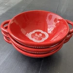 Temptations By Tara Doodle Red Rooster Set Of 3 Double Handled Bowls 16 Oz. Fixed Price $34.00.