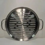 Pampered Chef Bbq Grill Oven Pizza Pan 12" Round Stainless Steel Handles 2716. Fixed Price $16.72.