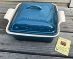 New! Creuset Stoneware Square Casserole Dish W/ Lid 4 Qt 3.8. Fixed Price $179.99.