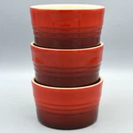 Le Creuset Ramekin Custard Condiment Cup Of 3 Stoneware Red Ombre. Fixed Price $19.99.