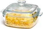 Oven-safe Square Glass Casserole Dish With Lid Handles. Fixed Price $29.99.