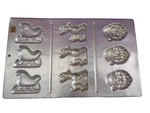 Vtg Wilton Christmas Cookie Pan 1986 Aluminum Molds Santa Reindeer Sleigh. Fixed Price $10.99.