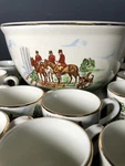 Heirloom China Punch Bowl 12 Cups Fox Hunt Holiday Drink Server Horse Hound. Fixed Price $450.00.