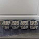 Temp-tations Old World Ceramic Square 10 Oz Ramekin Set Blue Lids Four-piece. Fixed Price $34.50.