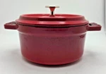 Staub 0.25 Qt Round Ceramic Mini Cocotte Cherry Covered Baking Dish New. Fixed Price $55.00.