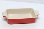Le Creuset Rectangular Baking Dish Stoneware Carmin 18CM 7 1/4" X 5". Fixed Price $43.00.