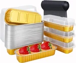 Disposable Foil Mini Pans With Lids 50 Pack, 6.8OZ 6.5"X2.5"X1.2" Aluminum Small. Fixed Price $21.31.