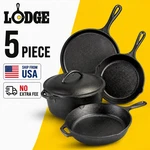 Lodge Logic 5-PIECE Cast Iron Cookware Set New. Fixed Price $58.95.