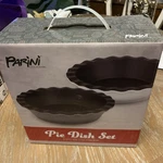 Parini Cookware Pie Dish Set Of 2, Glazed Non-stick Stoneware, Gray White Black. Fixed Price $10.00.