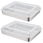 P&p Chef Stainless Steel Baking Pan With Lid, 12.3", Silver, Transparent. Fixed Price $37.35.