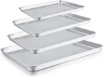 Teamfar Baking Sheet Set Of 4, 16INCH, 12.5INCH, 10.5INCH, 9.3INCH, Silver. Fixed Price $39.08.