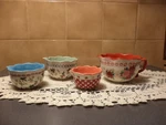 Pioneer Woman Cheerful Rose Graduated Measuring Cups-set Of Four- Stoneware-new. Fixed Price $35.00.