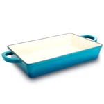 Crock Pot Artisan 13 In. Enameled Cast Iron Lasagna Pan Teal Ombre. Fixed Price $84.18.