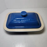 Creuset Stoneware Covered Rectangular Casserole Dish Blue With Lid. Fixed Price $69.99.