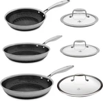 Hell Kitchen Hybrid Tri-clad Fry Pan Set 6PC Stainless Ceramic Pfas Free New. Fixed Price $246.49.