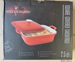 Hells Kitchen White Ceramic Bakeware Square Covered Casserole Cooking Dish. Fixed Price $45.00.