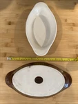Vintage Cac China Small Oval Baking Dish Glaze Stoneware Set Of 2 Farmhouse. Fixed Price $18.26.
