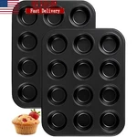 Nonstick Muffin Pan Set 12-CUP Carbon Steel Bakeware Kitchen Tool Oven Safe New. Fixed Price $20.50.