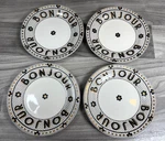 Anthropologie The Bistro Tile Bonjour Stoneware Bread / Dessert 6.5" Plate Set 4. Fixed Price $59.99.