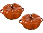Staub Ceramic 2-PC 24-OZ Pumpkin Cocotte Set- Burnt Orange-new. Fixed Price $78.95.