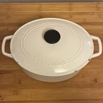 Cuisinart Enameled Cast Iron Oval Casserole Dish W/ Lid 5.5 Qt CI755-30. Fixed Price $35.00.