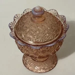 Vintage Smith? Pink Glass/daisy Button Opalescent Lid Candy Dish/compote. Fixed Price $75.00.