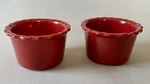 Two Chantal Burgundy Red Scalloped 1 Cup Mini Ramekins Brioche Bakeware 98-RMR08. Fixed Price $19.95.
