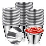 50 Pcs Stainless Steel Ramekins, 2.5OZ Metal Dipping Cups - Reusable Round Butte. Fixed Price $47.64.