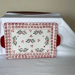 Temptations By Tara Peppermint Holly Serving Platter Dish Christmas 13 X 9.5. Fixed Price $29.95.