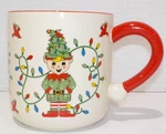 Temptations By Tara Gingerbread Man/santa/elf/christmas Lights Ceramic Mug 18 Oz. Fixed Price $12.00.