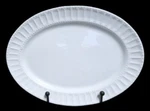 Gibson Regalia Oval Serving Platter 14 White Embossed Dots Ceramic Dish. Fixed Price $25.00.