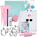 Unicorn Cookie Bake Set For Girls Includes Apron, 14 Cooking Pieces Ages 4-12. Fixed Price $19.99.