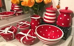 Terramoto Ceramic You Pick, Bowl Set Canister Pitcher Valentines Heart Polka Dot. Fixed Price $52.71.