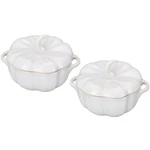 Staub Ceramic 2-PC 24-OZ Petite Pumpkin Cocotte Set Rustic Ivory. Fixed Price $125.98.