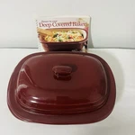 Pampered Chef Cranberry Deep Roaster Covered Baker Stoneware 3.1 Qt Usa 5103 Euc. Fixed Price $109.99.