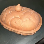 Terra Cotta Garlic Roaster Baking Dish Casserole Oval Boston Warehouse 1994. Fixed Price $19.99.