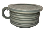 Temptations Ceramic Storage Bowl Gray Stripes W/ Lid Microwave Safe 16OZ. Fixed Price $8.00.