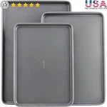 Nonstick Baking Sheet Set 3 Piece Heavy Duty Carbon Steel Durable Even Bake New. Fixed Price $24.60.