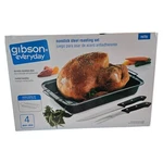 Gibson Everyday Nonstick Steel Roasting Pan 4 Piece Set New Box. Fixed Price $16.50.