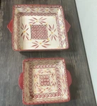 Temptations By Tara Old World Cranberry Lot Square Baker Dish 8X8 And 11X11 4174. Fixed Price $44.99.