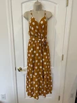Style Dome Xl Brown Orange Polka Dot Maxi Tiered Dress Open Racerback Vneck. Fixed Price $39.00.