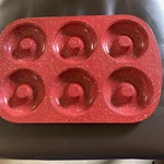 Crofton Doughnut Quantanium Coating Red/white Bake Pan, Makes 6. Fixed Price $12.97.